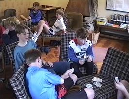 Multiple card games in the Common Room at Kings youth hostel while we wait for the rain to stop